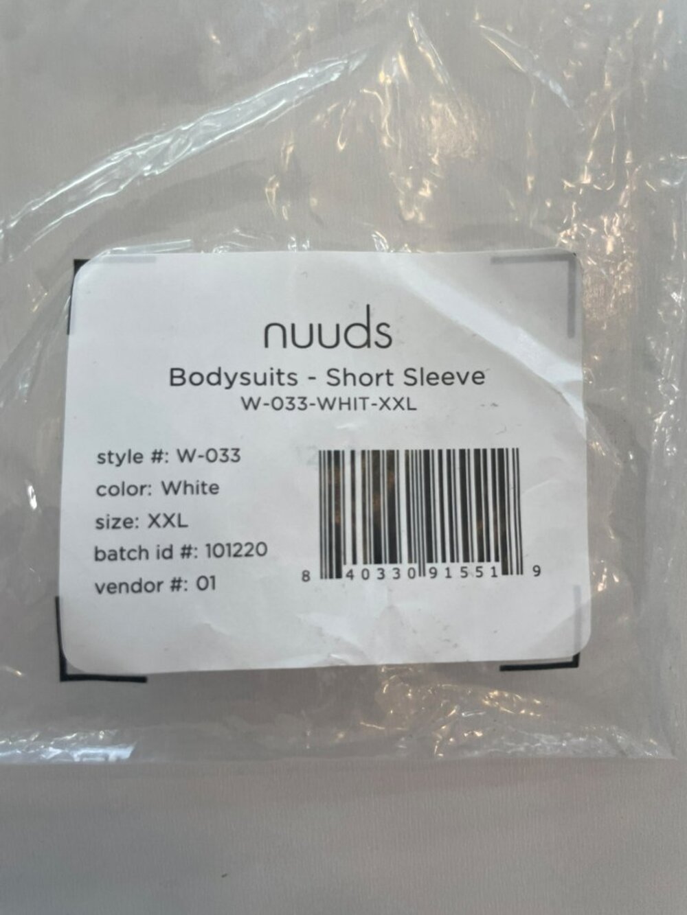 Nuuds White Short Sleeve Bodysuit With Snap Closure Women's Size XXL NEW - Picture 6 of 7